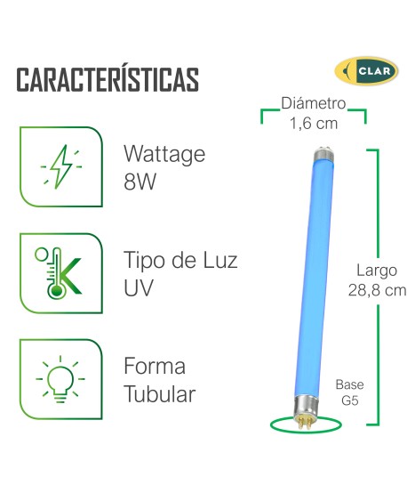 Tubo antimosquito 8W T5,  Tubo fluorescente antimosquitos.