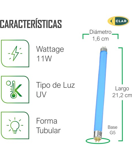Tubo antimosquito 11W T5,  Tubo fluorescente antimosquitos.