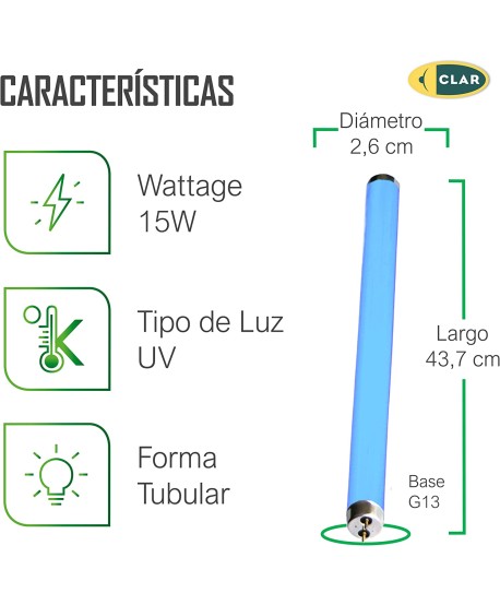 Tubo antimosquito 15W T8,  Tubo fluorescente antimosquitos.