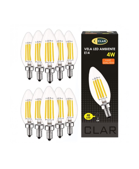 Bombillas LED E14 Filamento Vela 4W C37