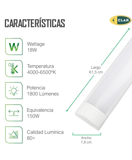Barra Lineal LED 60cm, Sirio LED 18W