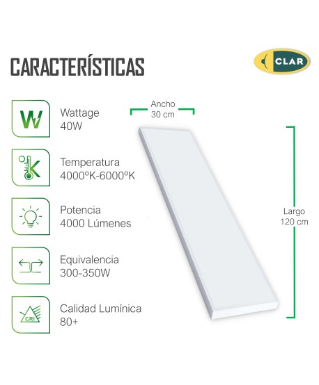 Panel LED Superficie 120X30 cm