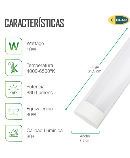 Barra Lineal LED 30cm, Sirio LED 10W