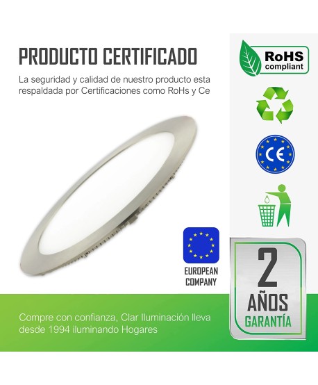 Downlight LED Empotrable Plata 20W Redondo 1600lm