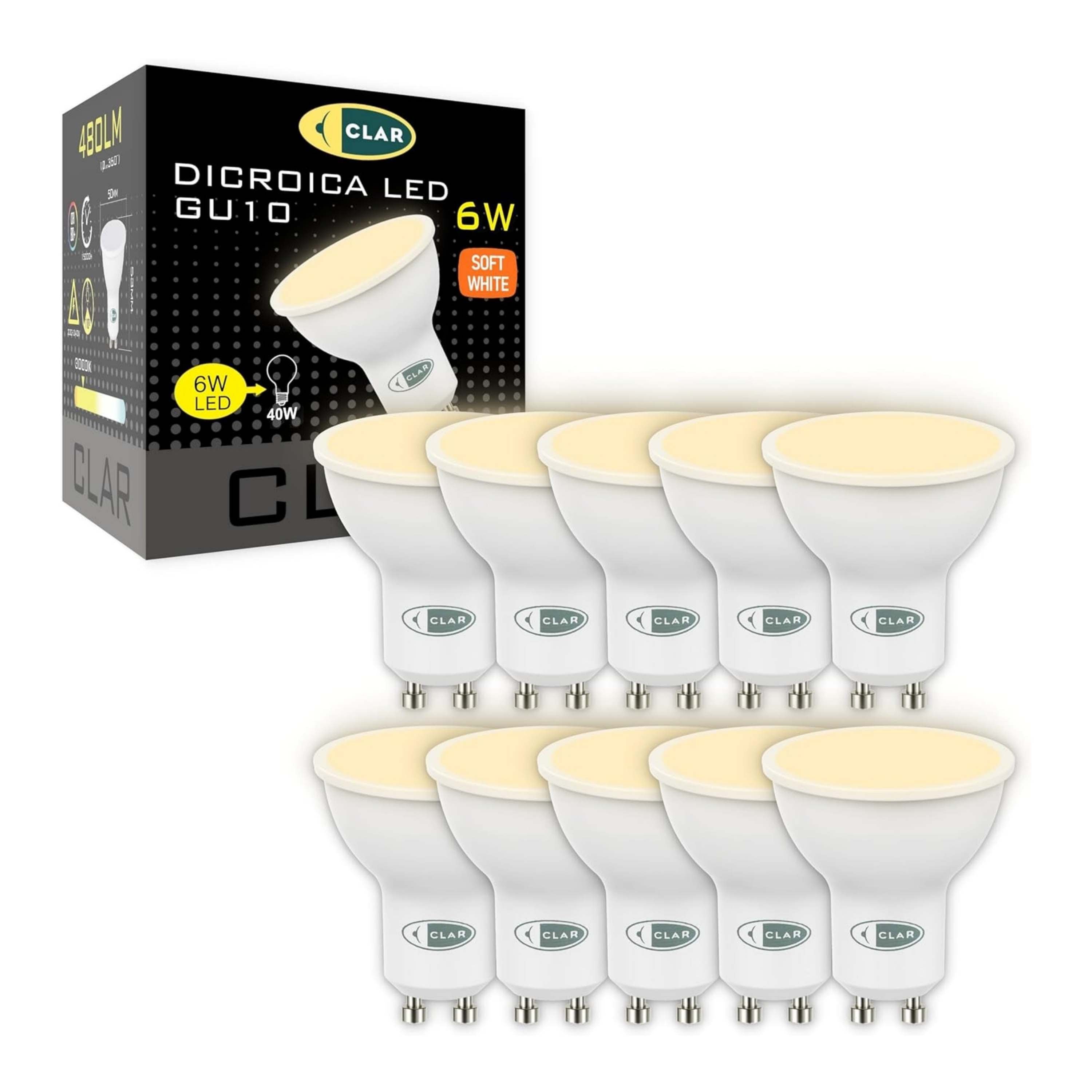 GU10 LED bulbs, 6W Dichroic