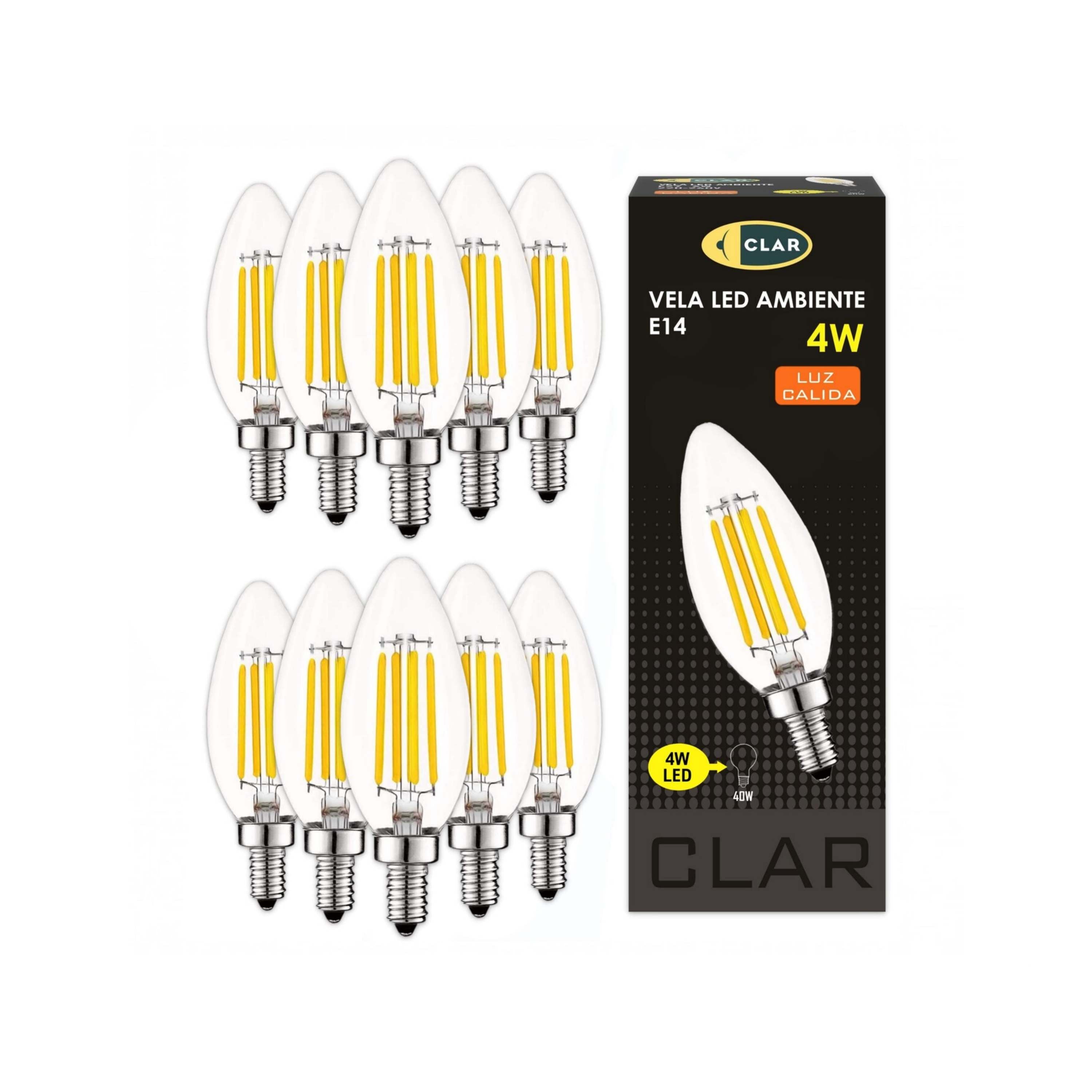 Bombillas LED E14 Filamento Vela 4W