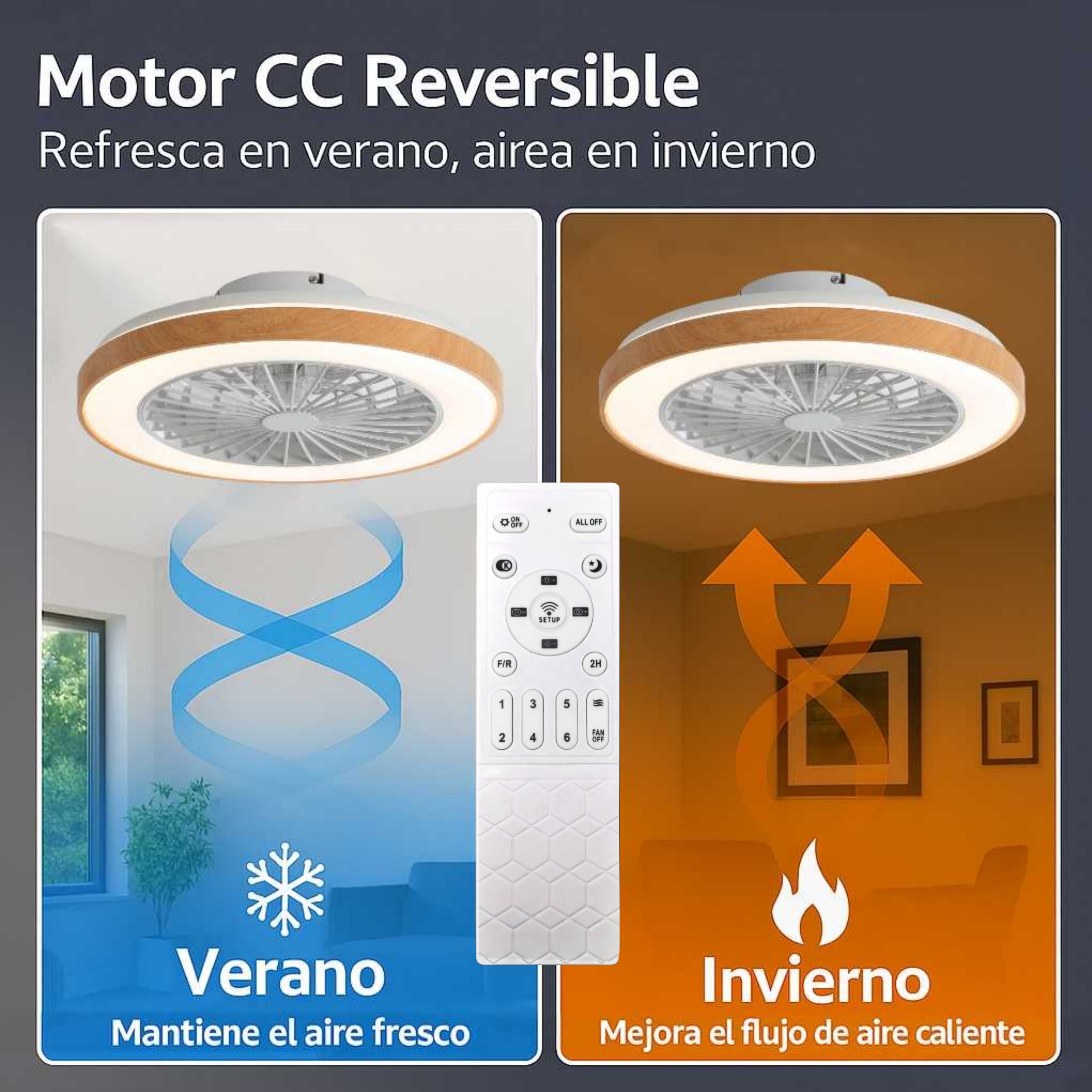 Ventilador de Techo Regulable CCT Ø53cm (Acabado Madera)