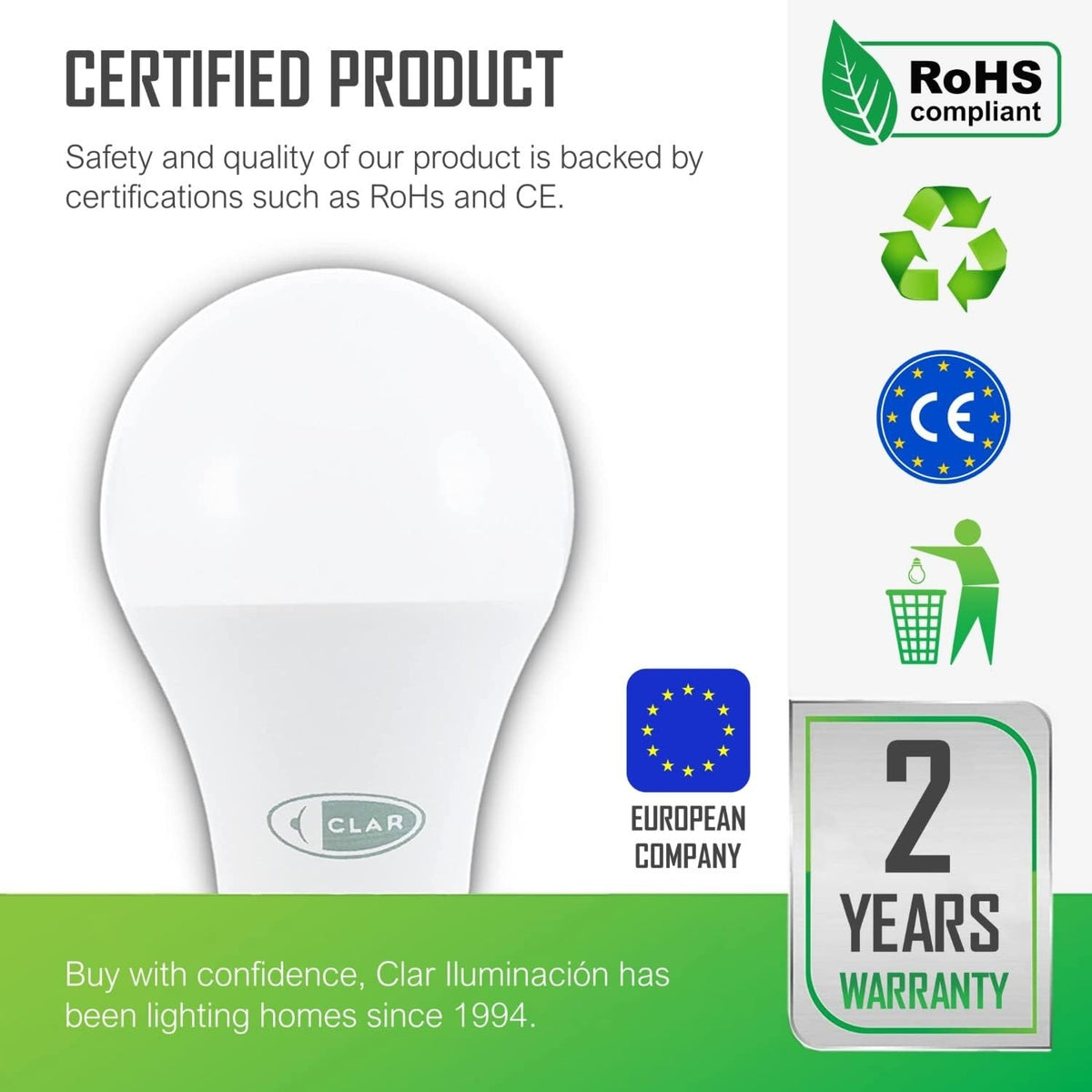 Bombillas LED E27 18W Mate A70