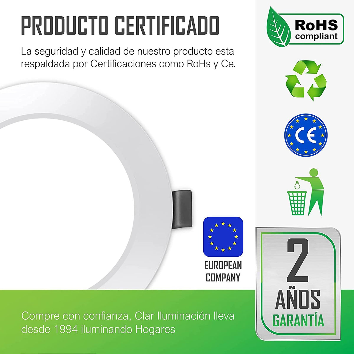 Downlight LED Techo Empotrable MILO 7W, Driver Integrado