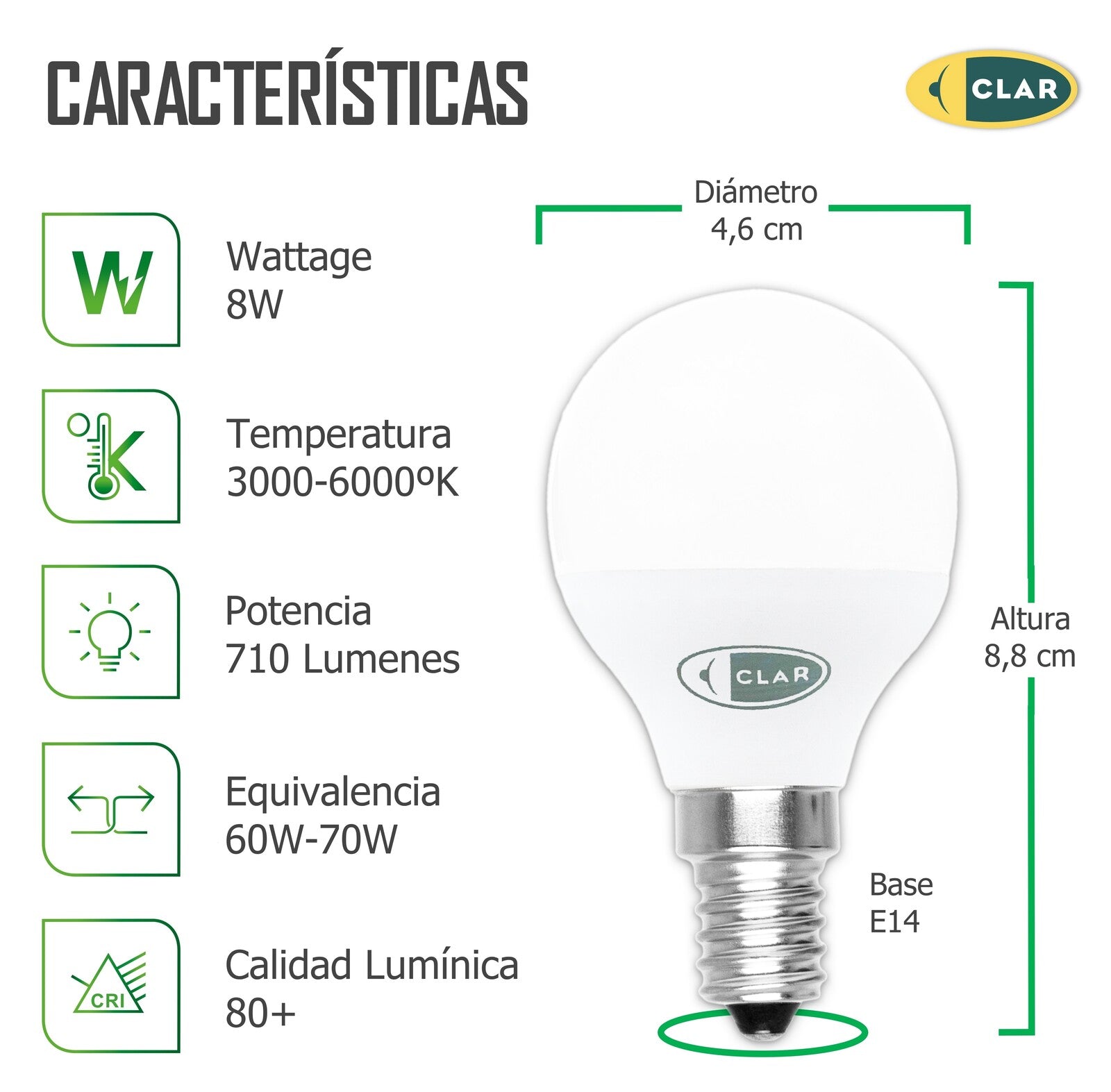 Bombilla LED E14 8W, Bombilla LED Pequeña