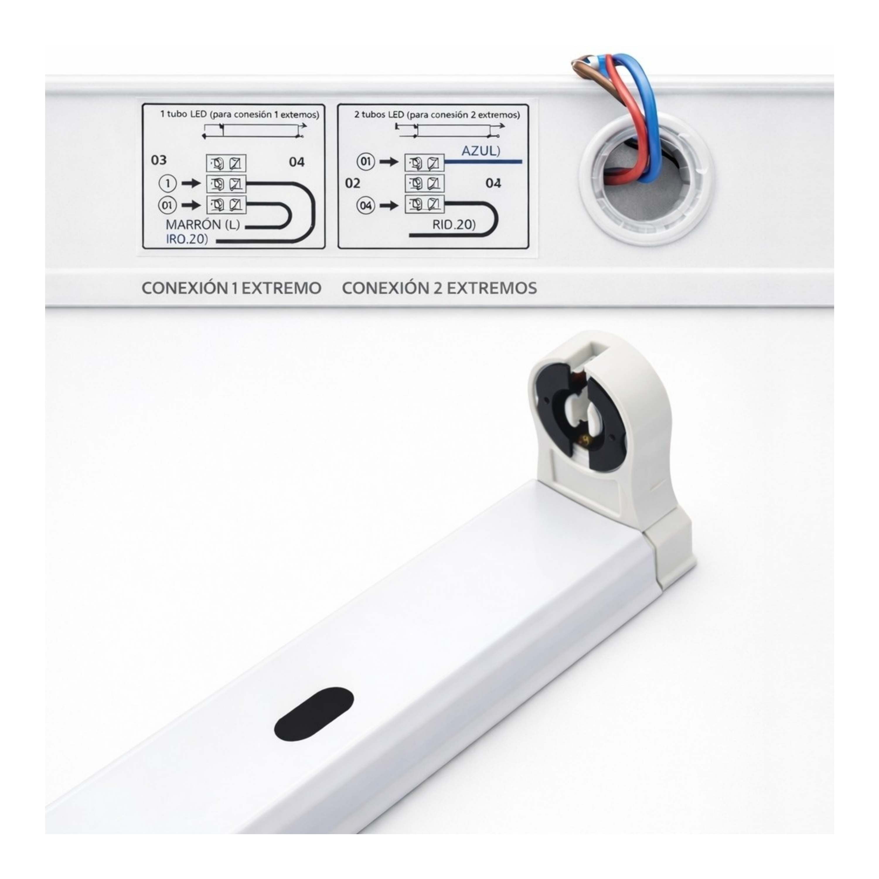 Regleta Para Tubo T8 LED Santa Fe 150 cm 1 Lateral