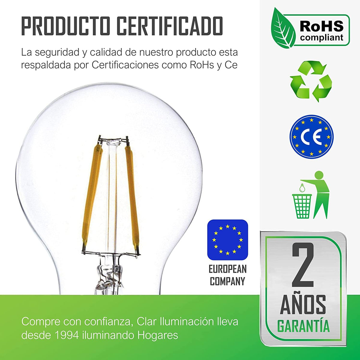 Bombillas LED E27 Filamento 6W A60