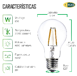 Bombillas LED E27 Filamento 8W A60
