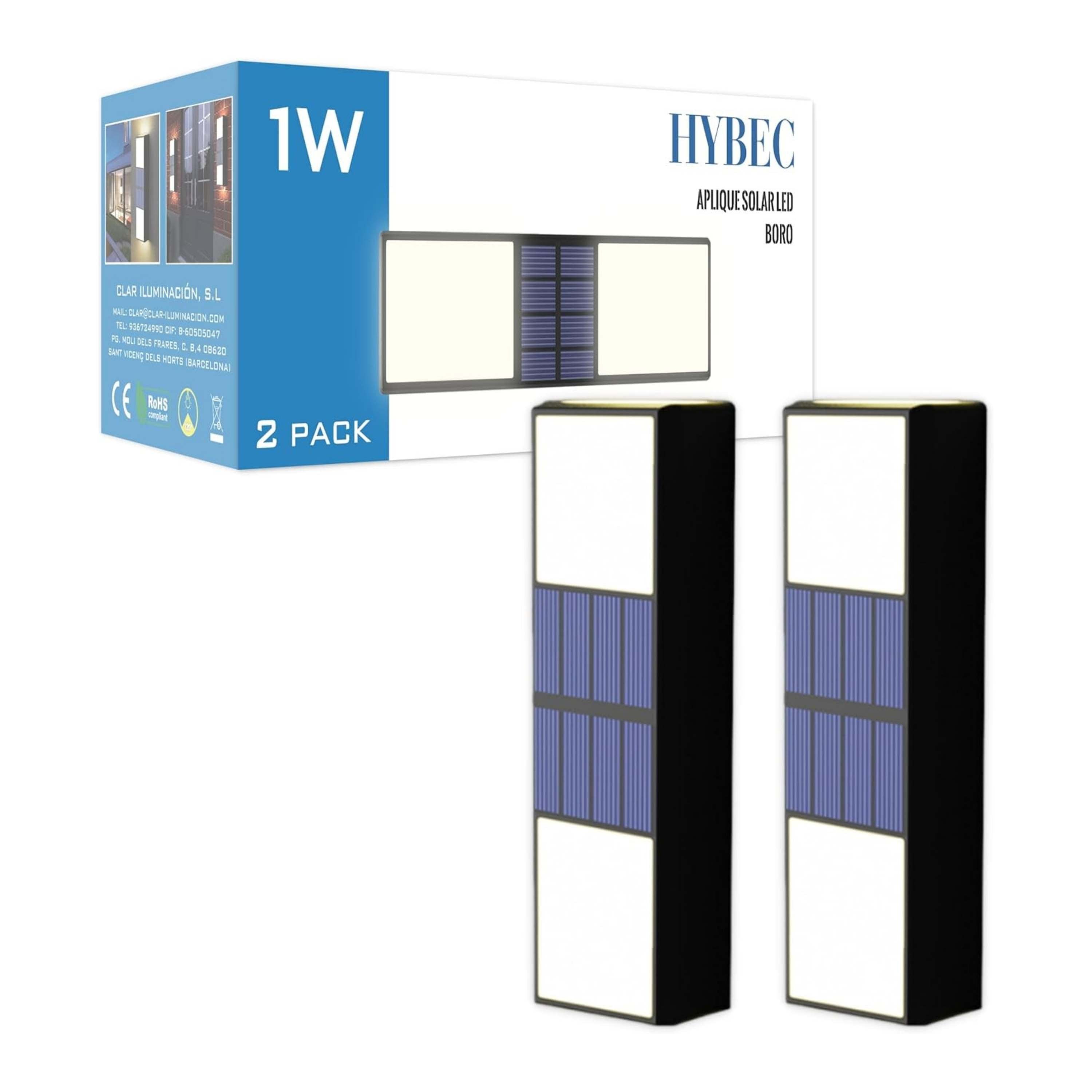 HYBEC - Aplique Solar Exterior Pared Boro