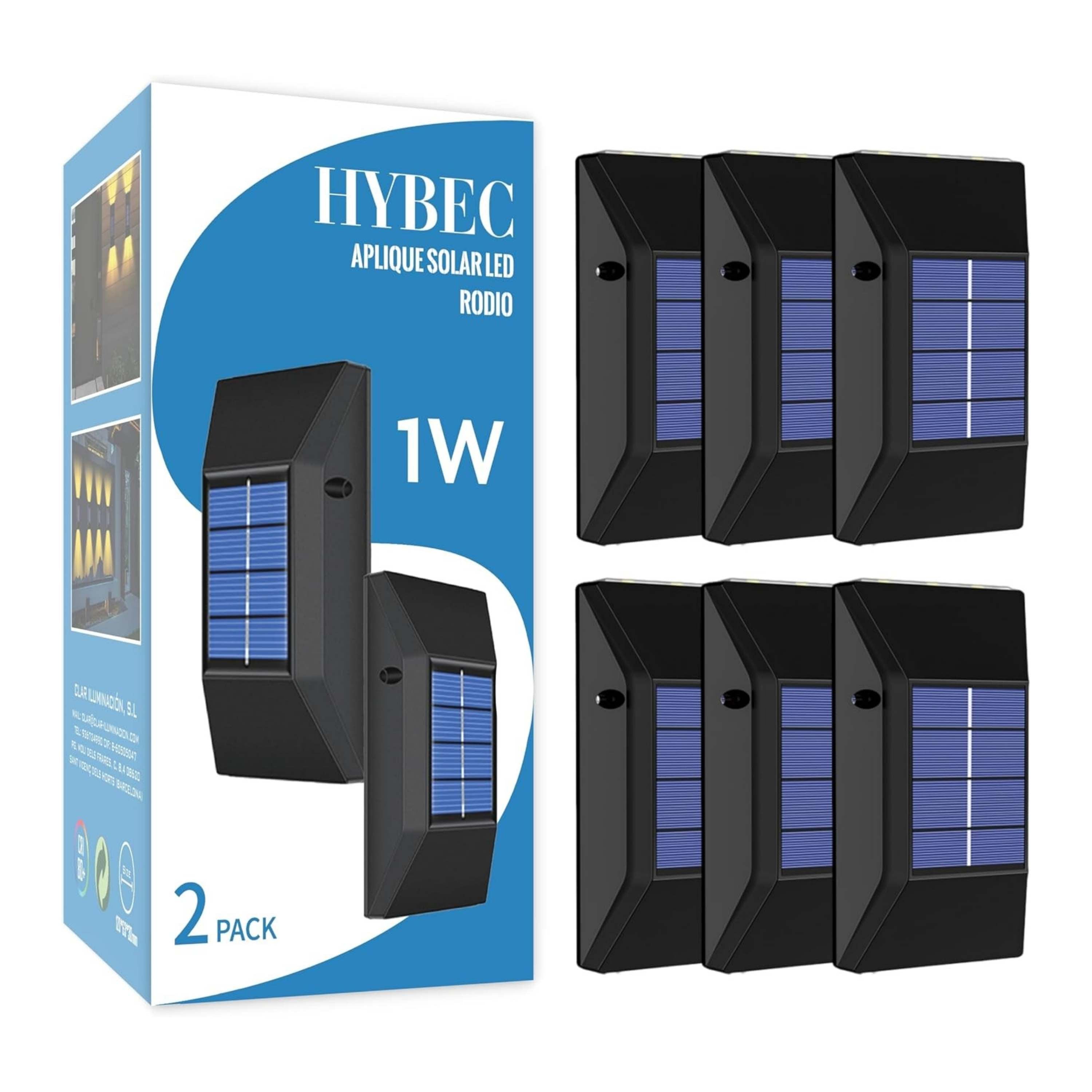 HYBEC - Aplique Solar Exterior Pared Rodio