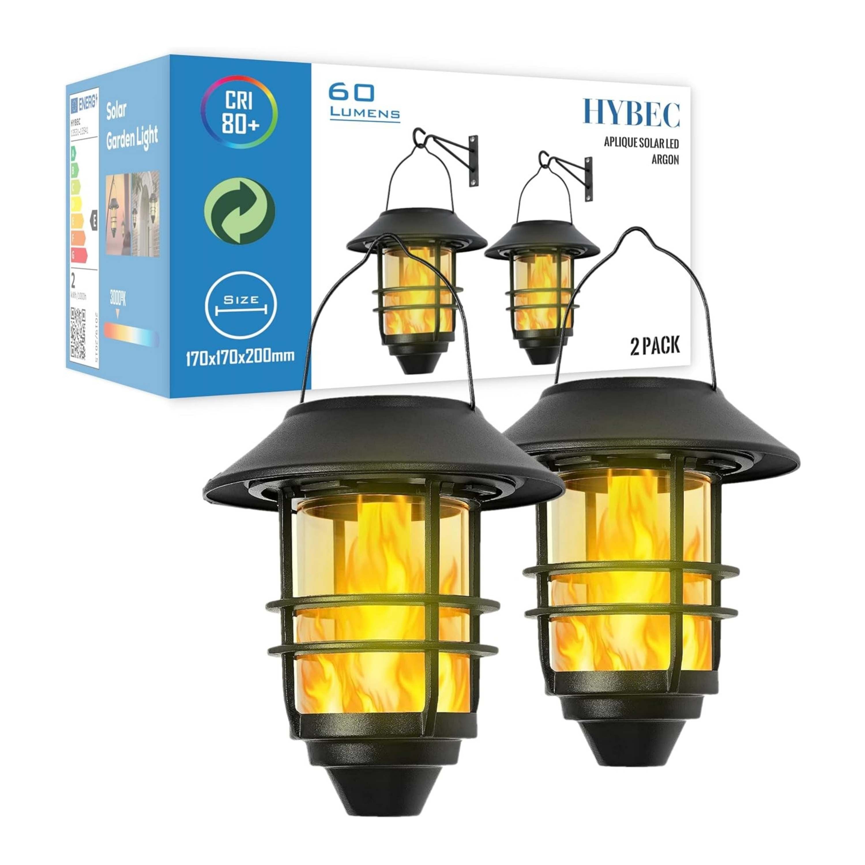 HYBEC - Farolillos Solares Exterior Efecto Llama