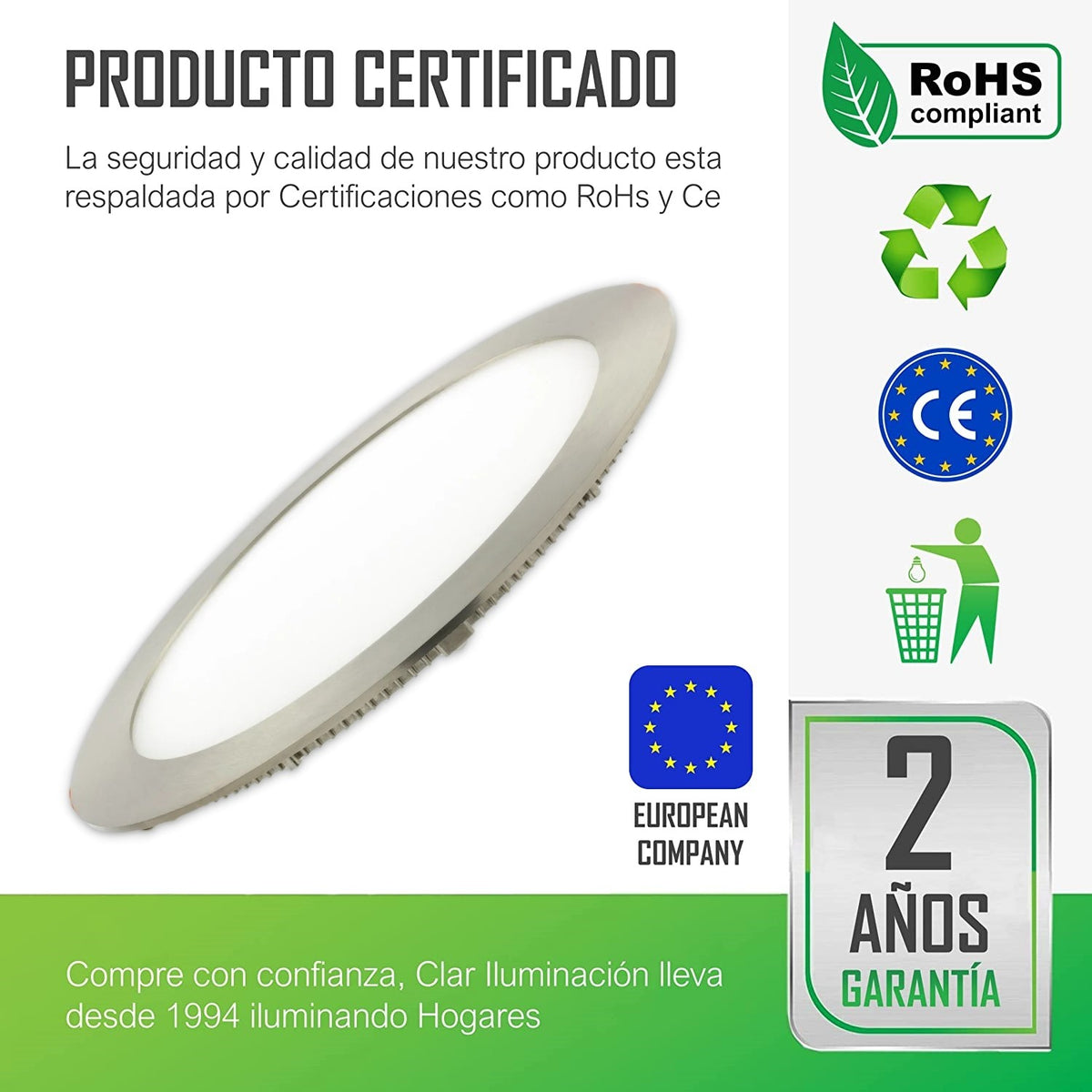 Downlight LED Empotrable Plata 20W Redondo 1600lm