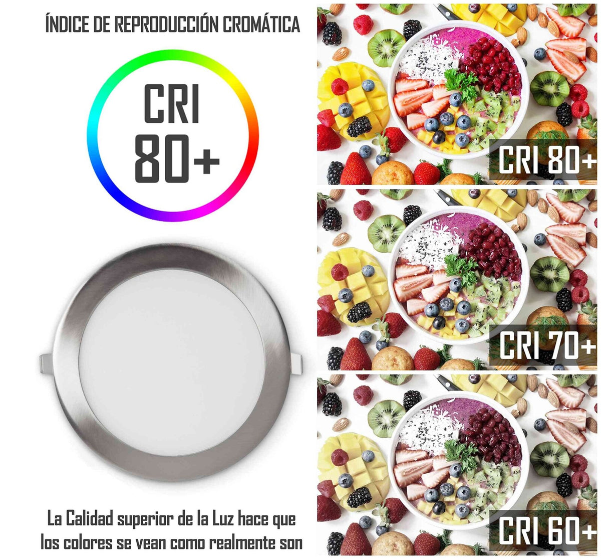 Downlight LED Empotrable Plata 20W Redondo 1600lm