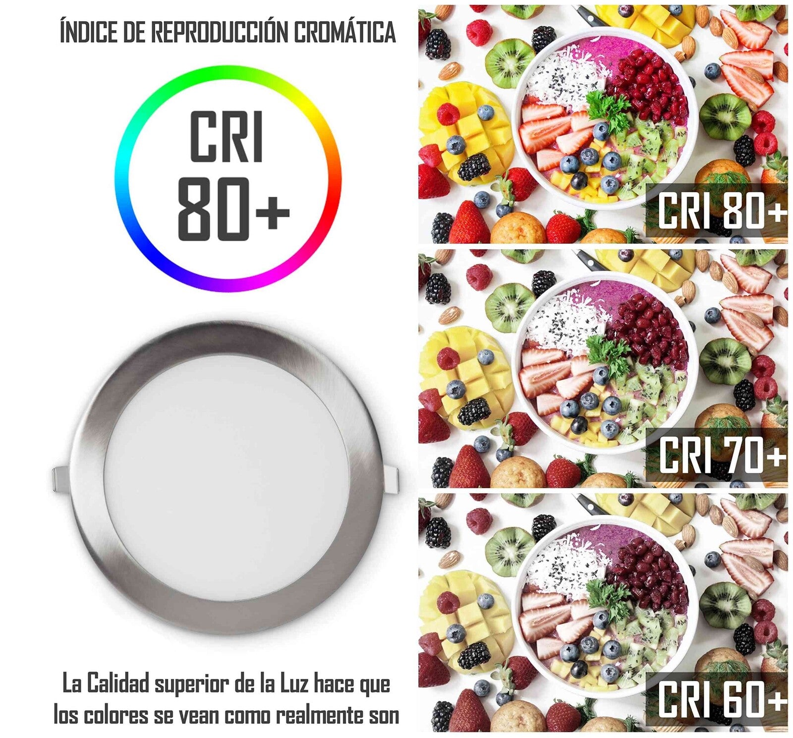 Downlight LED Empotrable Plata 20W Redondo 1600lm