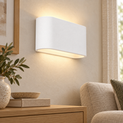 Aplique de pared de yeso blanco de doble luz para 2 bombillas G9, instalado en ambiente