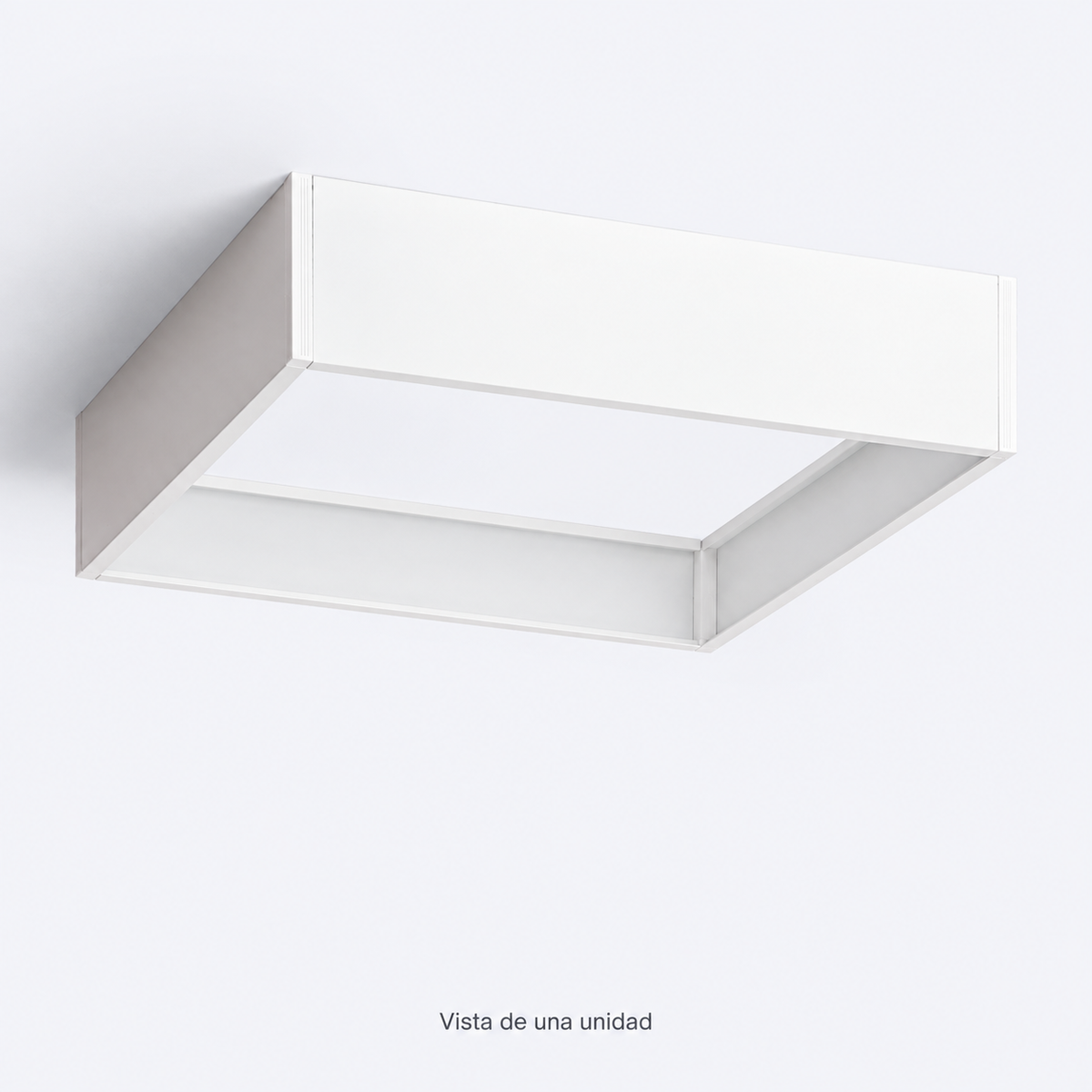 Marco LedsCome 60x60 cm blanco, vista de una unidad sin panel LED