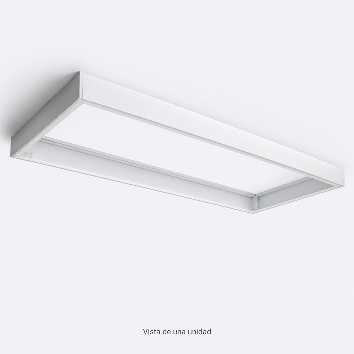 Marco LedsCome 120x60 cm blanco, vista de una unidad sin panel LED
