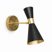 Aplique negro y dorado orientable de doble cono E27, vista principal