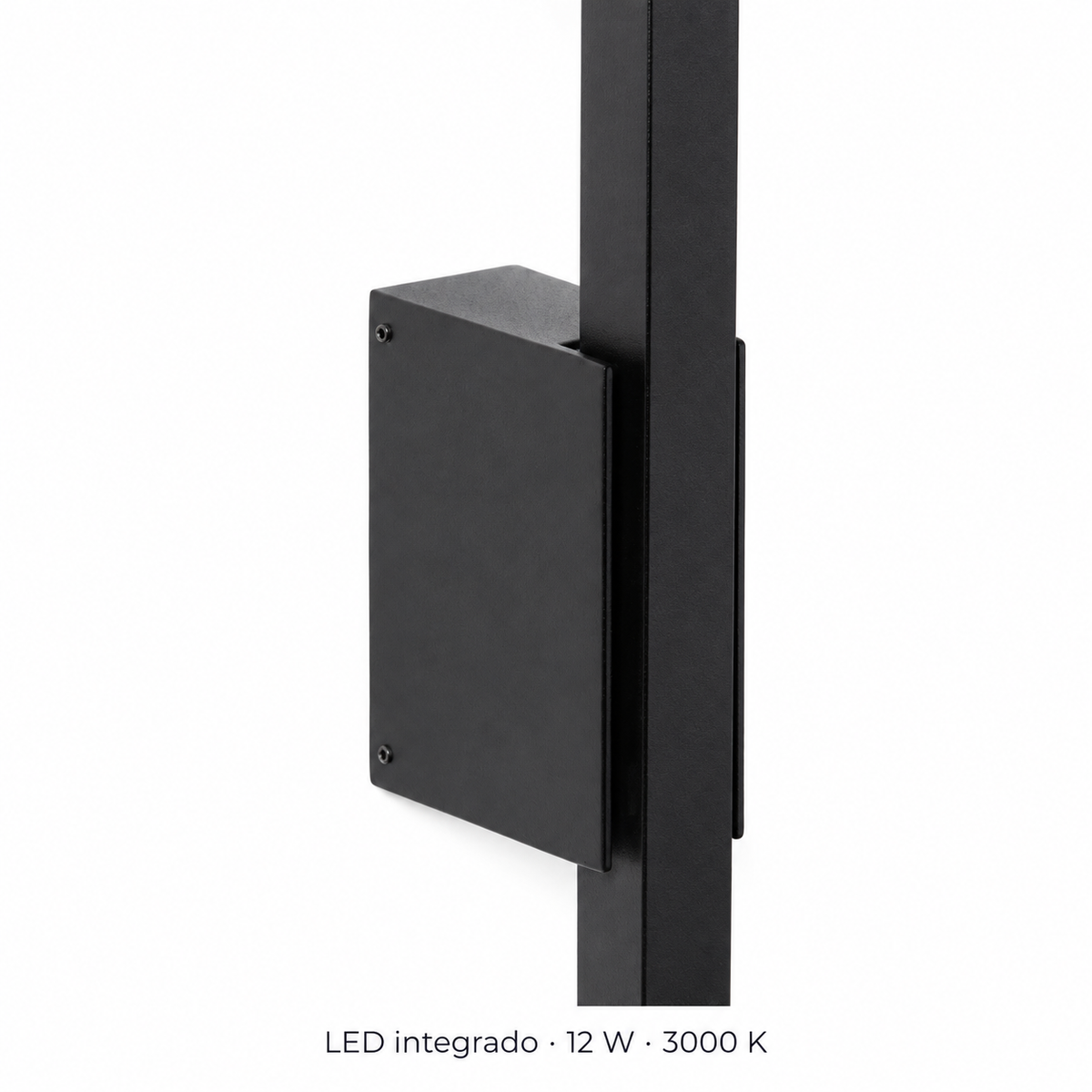 Aplique exterior lineal de aluminio negro 80 cm, LED 12 W 3000 K, detalle de fuente de luz o alojamiento documentado
