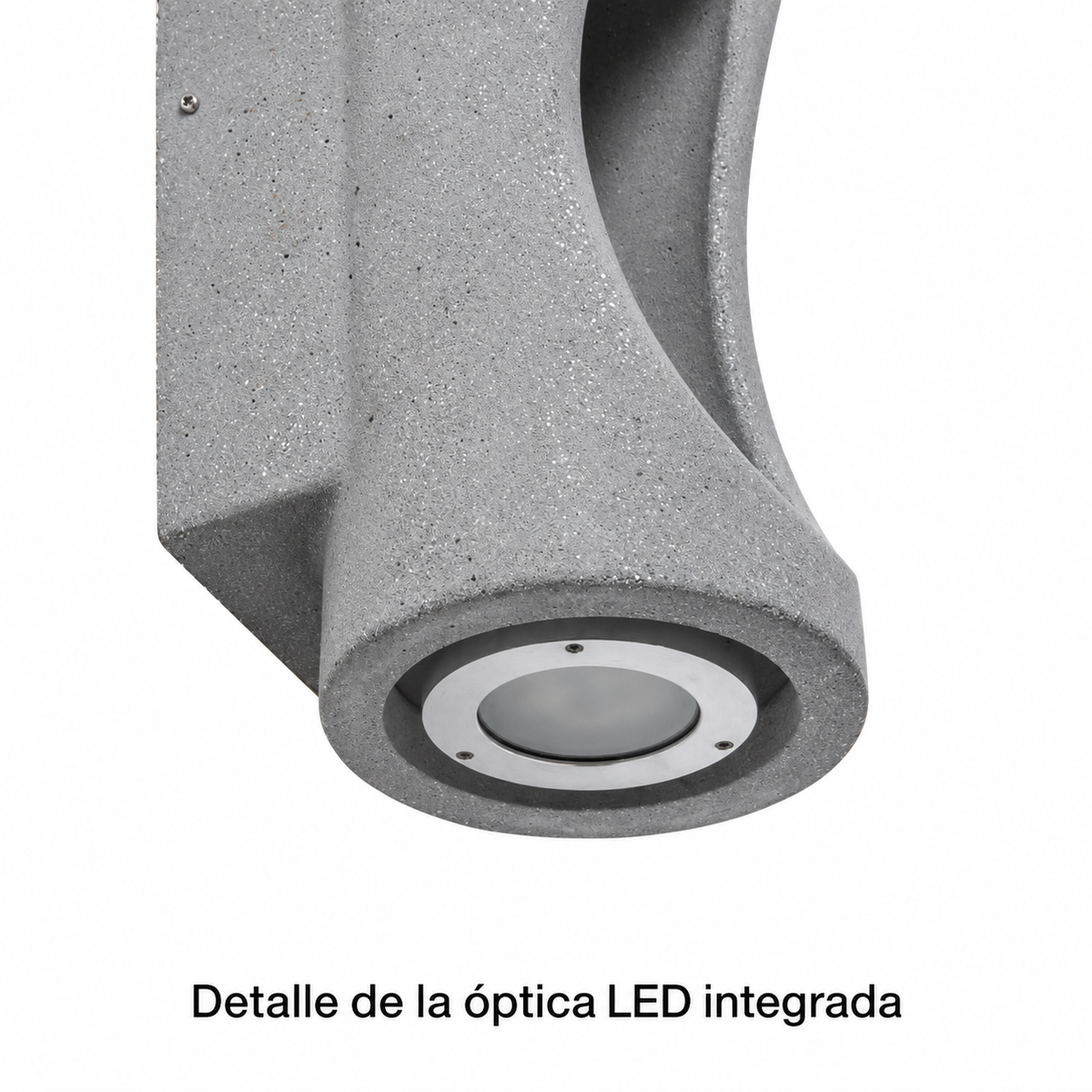 Aplique exterior de cemento gris con LED 12 W 3000 K regulable, detalle documentado