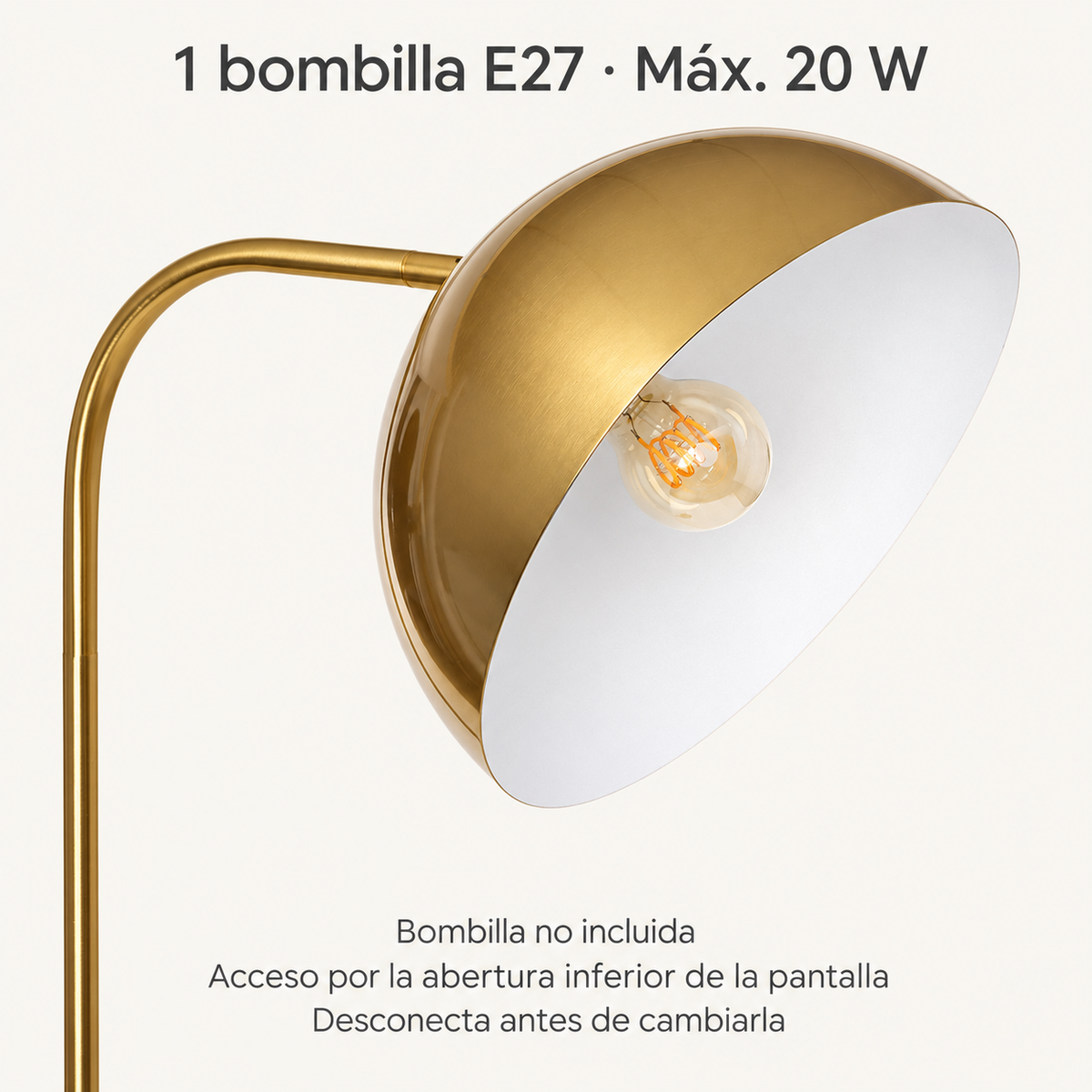 Lámpara de pie LedsCome 20038, detalle de la fuente de luz y uso