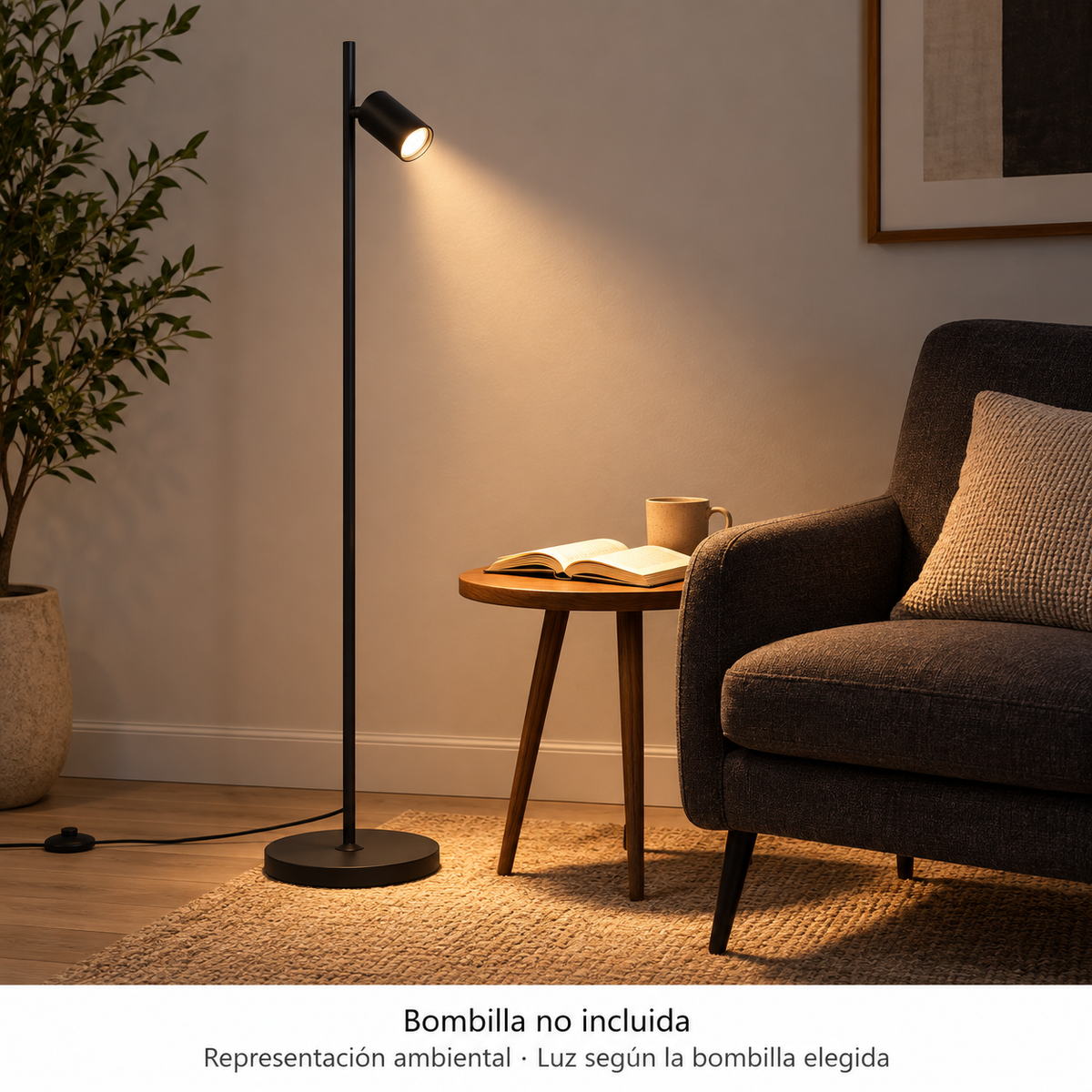 Lámpara de pie LedsCome 20041, encendida en ambiente, representación ilustrativa
