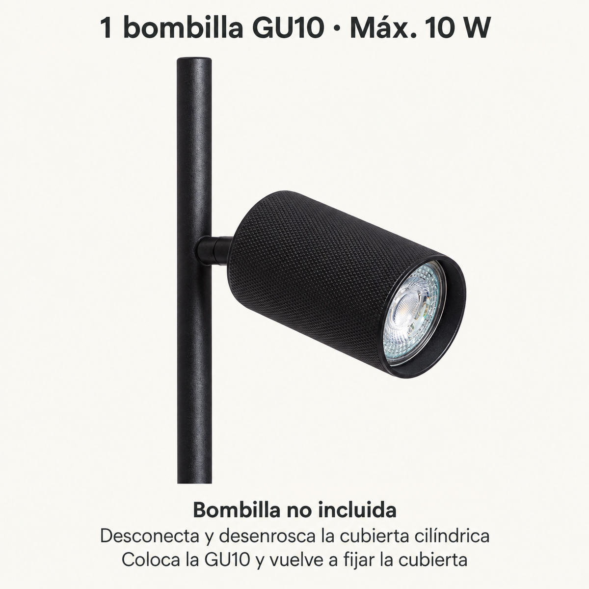 Lámpara de pie LedsCome 20041, detalle de la fuente de luz y uso