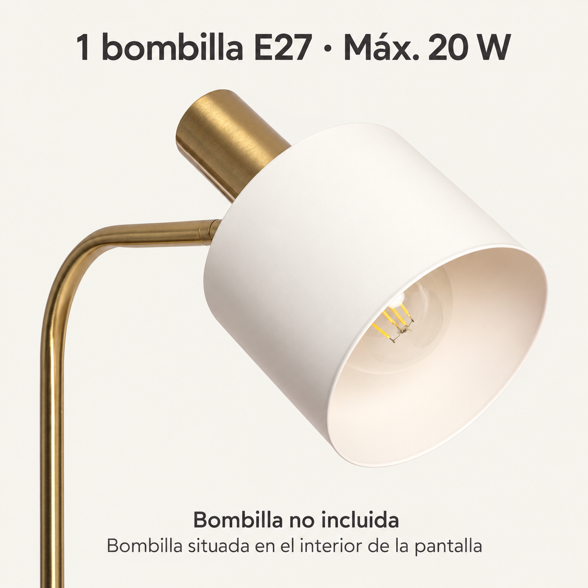 Lámpara de pie LedsCome 20042, detalle de la fuente de luz y uso