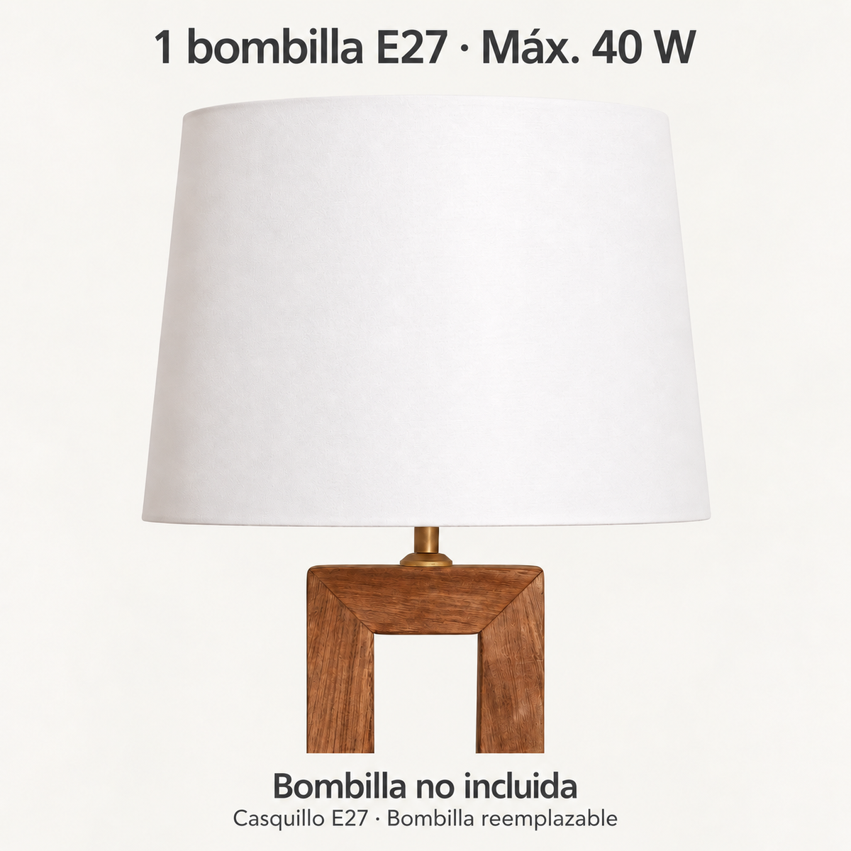 Lámpara de pie LedsCome 20043, pantalla y estructura de madera, una bombilla E27 de máximo 40 W no incluida