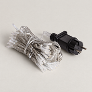 Cortina LED de cable transparente con adaptador, conjunto recogido