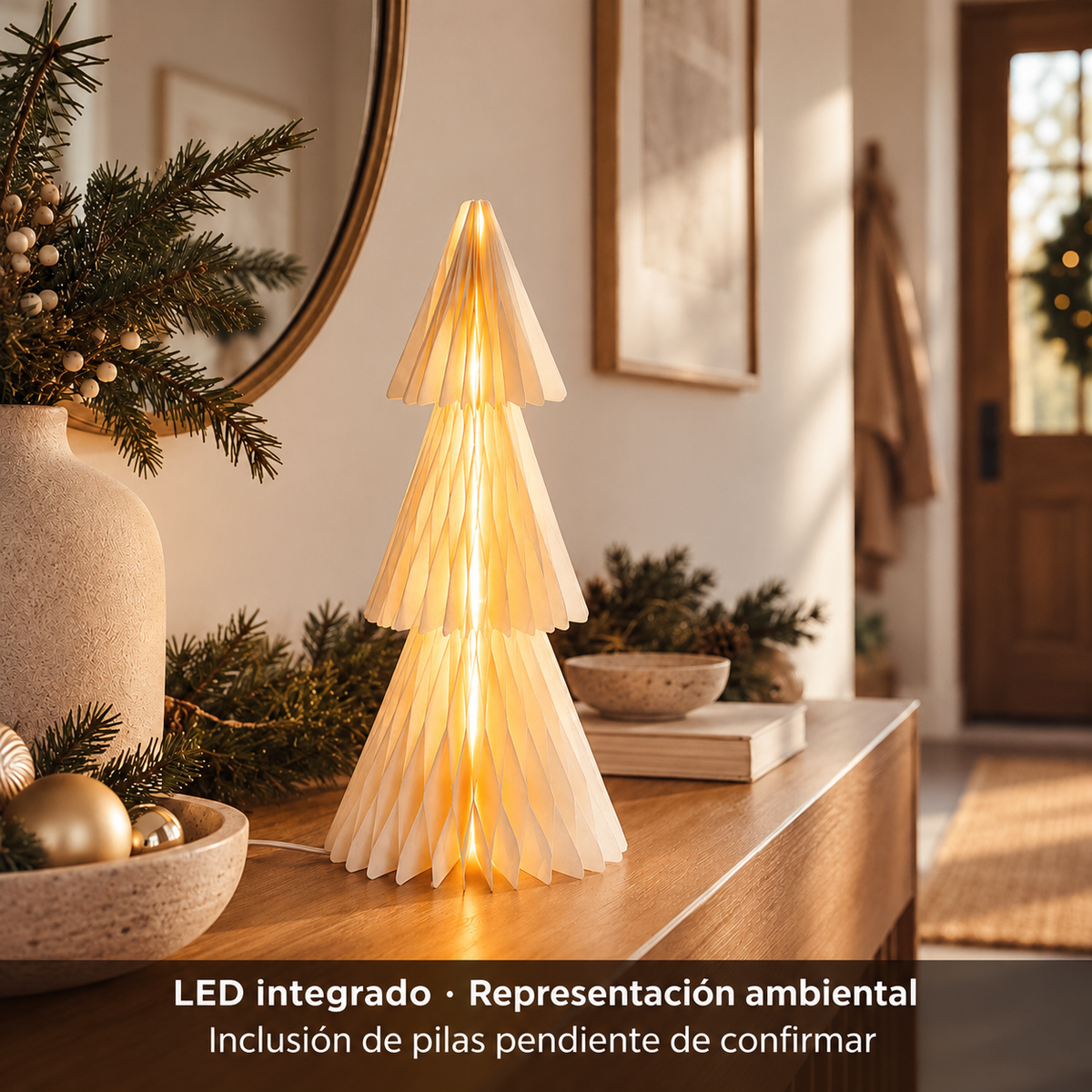 20062 Árbol LED encendido, inclusión de pilas pendiente de confirmar, representación ambiental