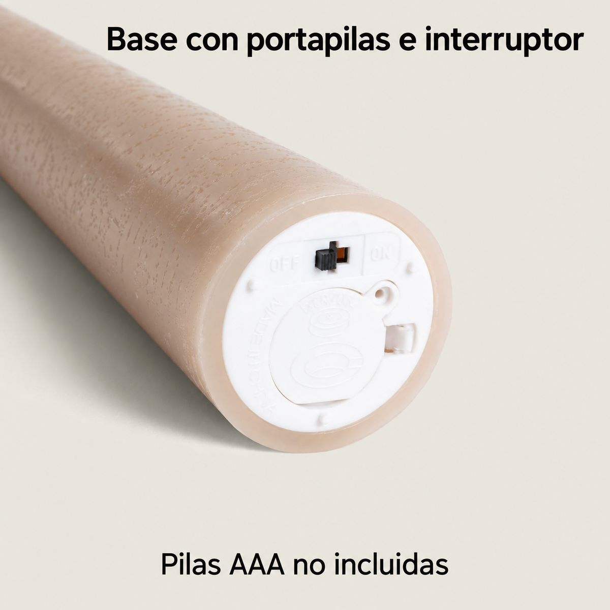 20063 Base real con portapilas e interruptor, pilas AAA no incluidas