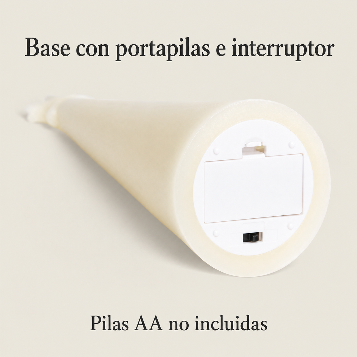 20064 Base real con portapilas e interruptor, pilas AA no incluidas