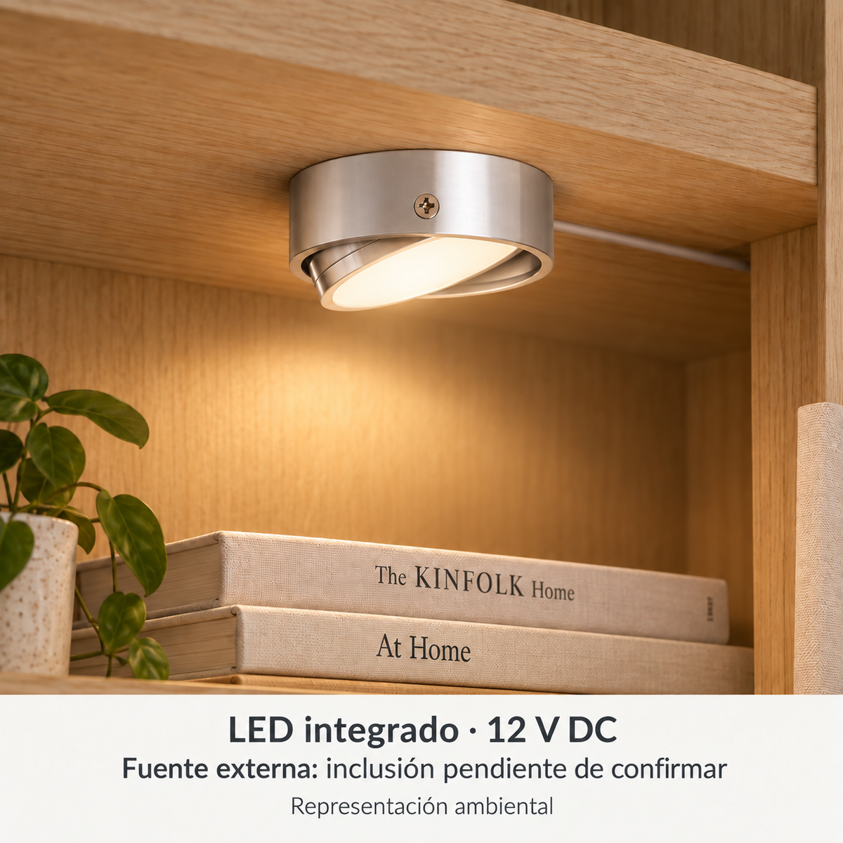 20082 Foco LED de mueble encendido a 12 V DC, inclusión de fuente pendiente de confirmar, representación ambiental