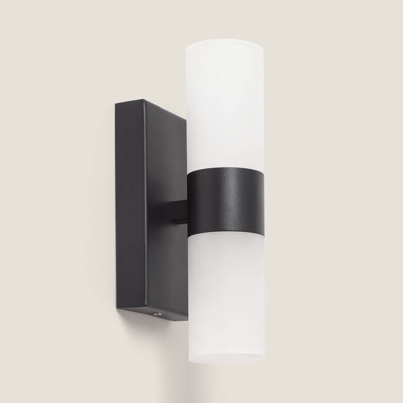 Aplique LED tubular negro 6 W 4000 K IP54 apagada, vista original del producto y su acabado