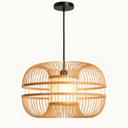 Lámpara colgante de bambú natural Ø50 cm E27, luz encendida