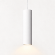 Lámpara colgante cilíndrica de yeso blanco GU10, luz encendida
