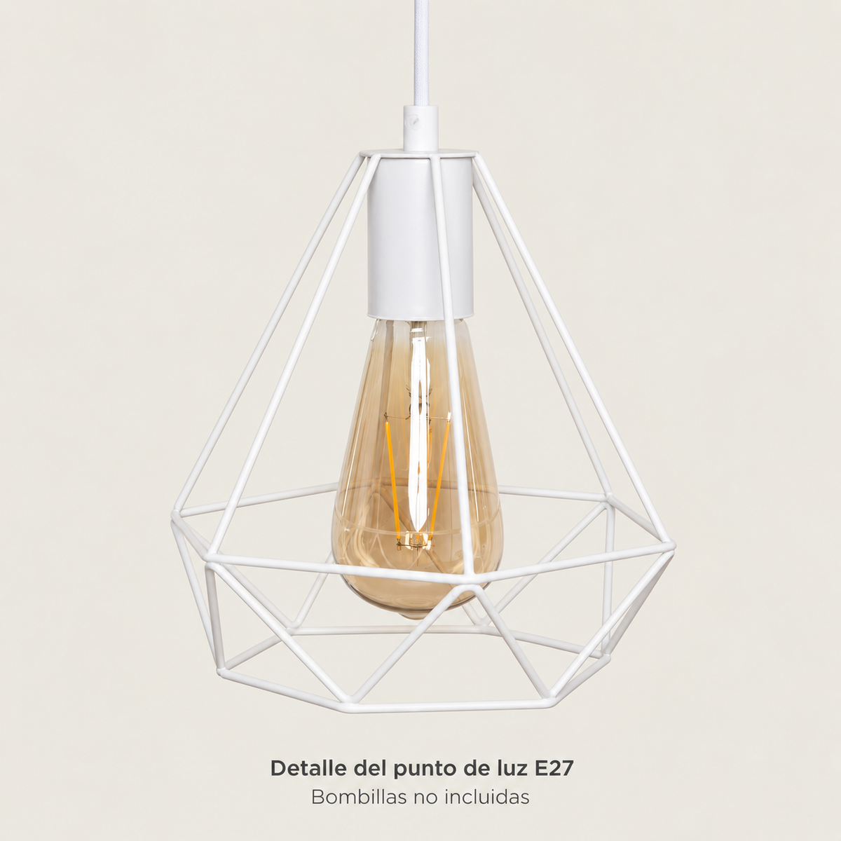 Detalle del punto de luz E27 de la lámpara 20107; bombillas no incluidas