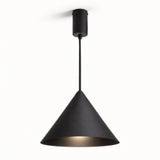 Lámpara colgante LED de cono negro 8 W, luz encendida