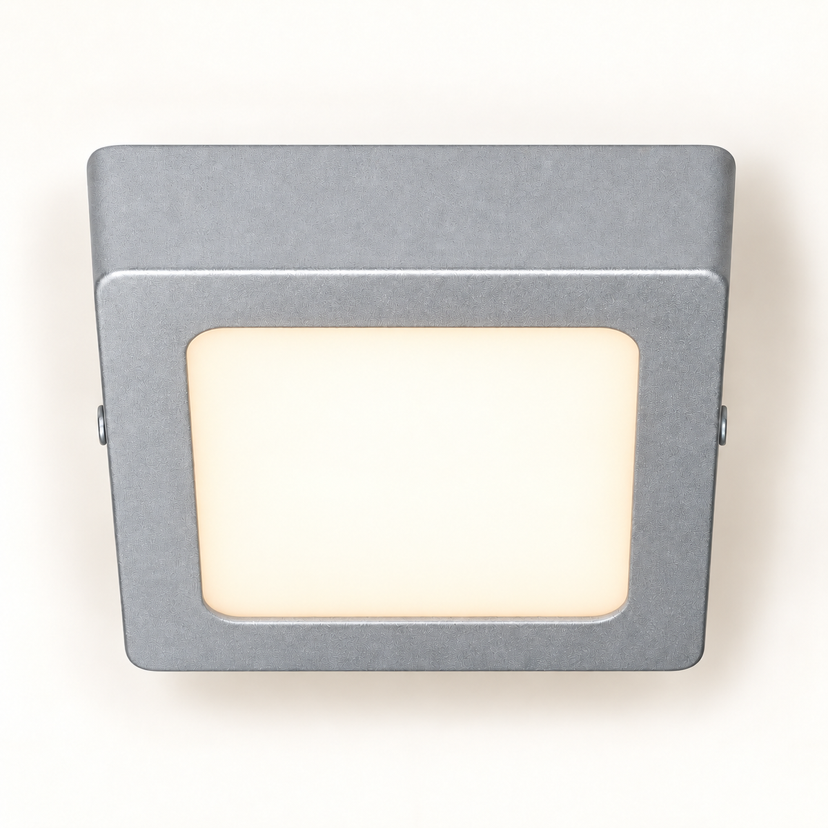 Plafón LED cuadrado gris 6 W con CCT y regulación por interruptor, luz encendida