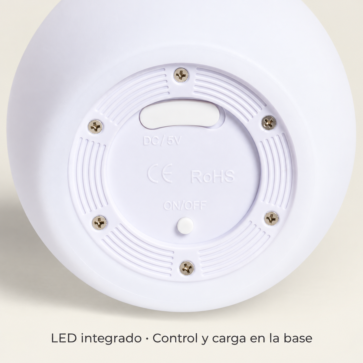 Base cerrada de la lámpara LED recargable con botón y tapa de conexión de carga