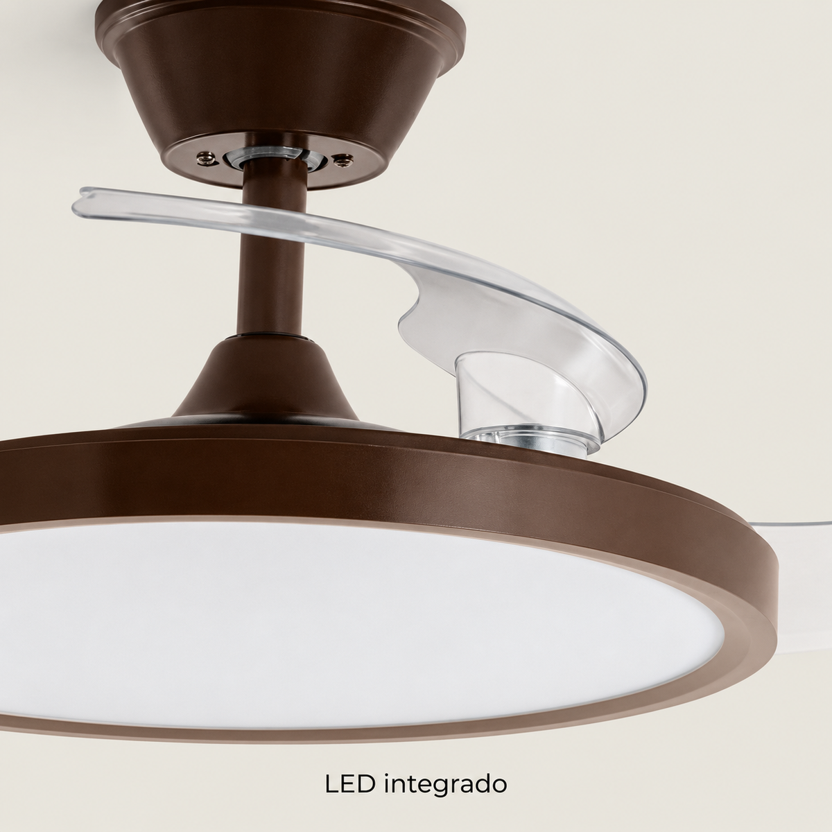 Ventilador de techo 20166, detalle exterior del sistema LED integrado