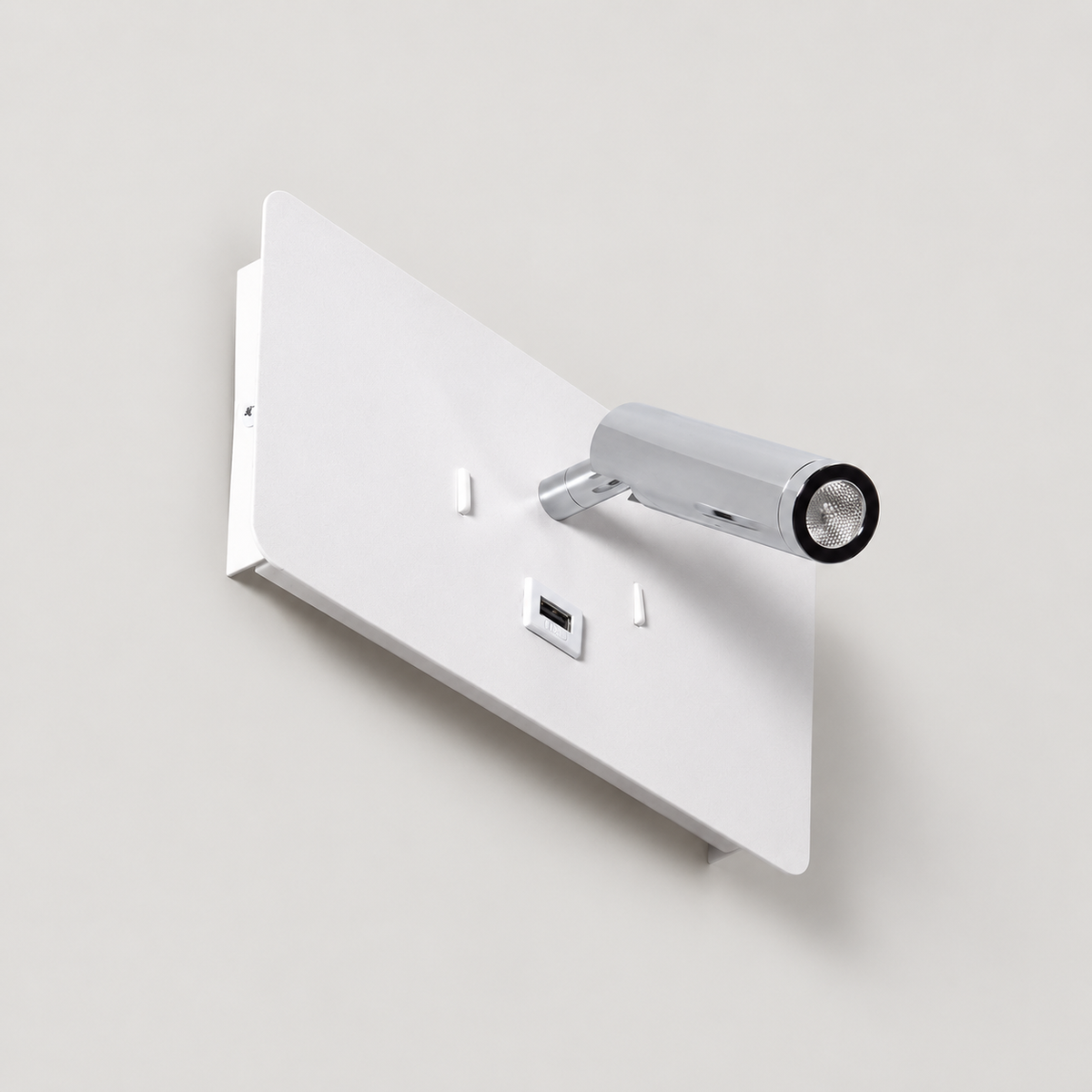 Aplique LED de lectura blanco y cromo con USB-A 8 W 3000 K apagado