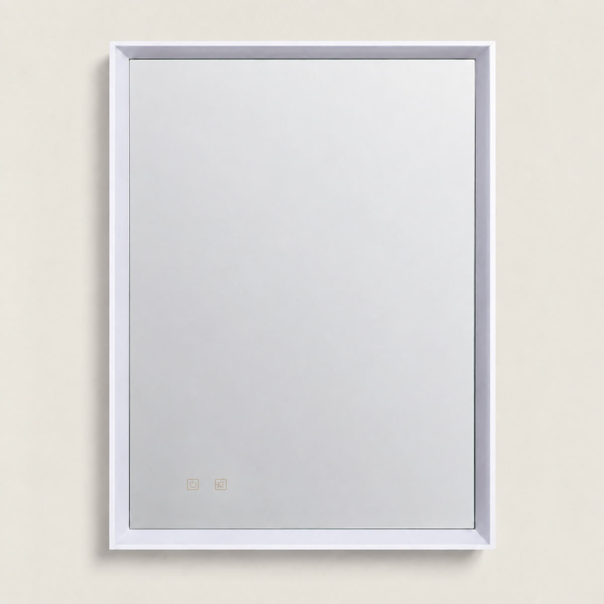 Espejo de baño vertical de 80 por 60 centímetros apagado con marco difusor blanco