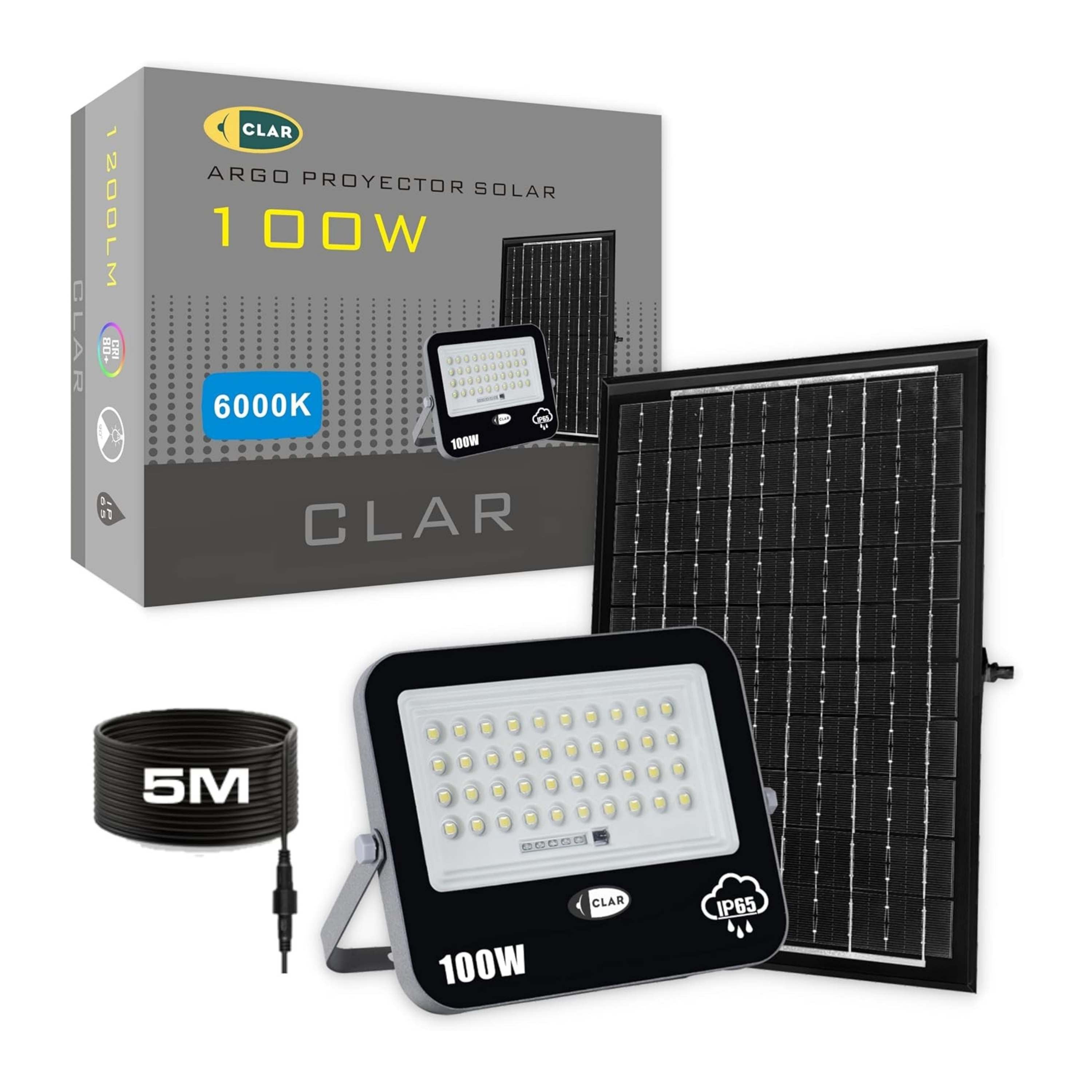 Proyector Led Exterior Solares, Lampara Solar Exterior Jardín, 100W